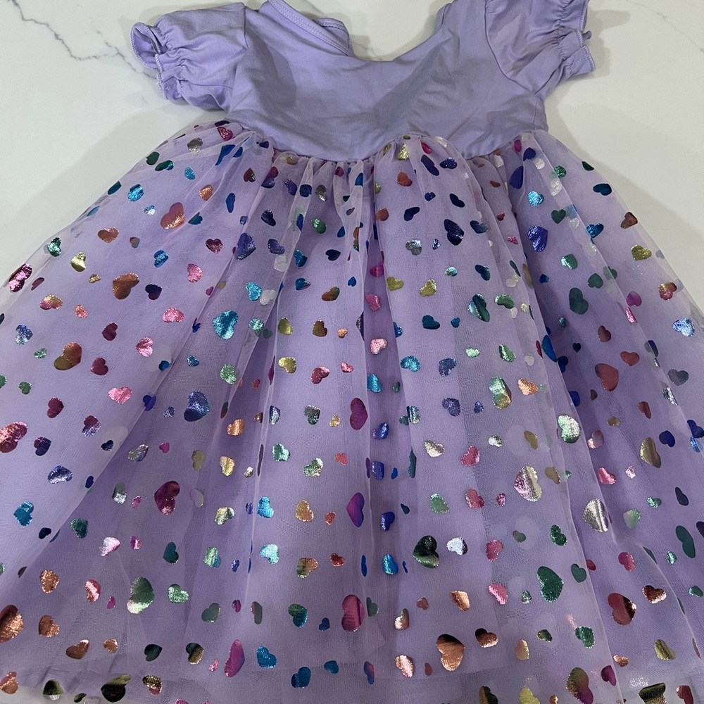 Purple Dress with Colorful Heart Accents